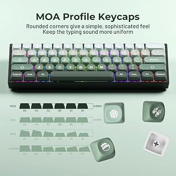 HITIME XVX Yeşil MOA Keycaps, PBT Özel Keycaps Yüzde 75, Özel Anahtar Kapakları Boya Süblimasyonu, Mekanik Klavye için Klavye Tuş Takımı
