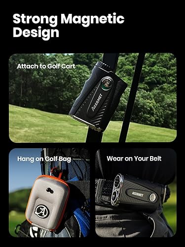 Miniatura 9 de ACEGMET Telémetro de golf con modo pendiente y entrenador, telémetro láser de pantalla roja y negra, recargable híbrido, aumento 7X, vibración