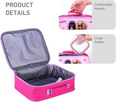 Zawadi Global Barbie Rectangular Insulated Lunch Box Bag for Boys and Girls, Perfect Size for Packing Hot or Cold Snacks for School and Travel, BPA Free