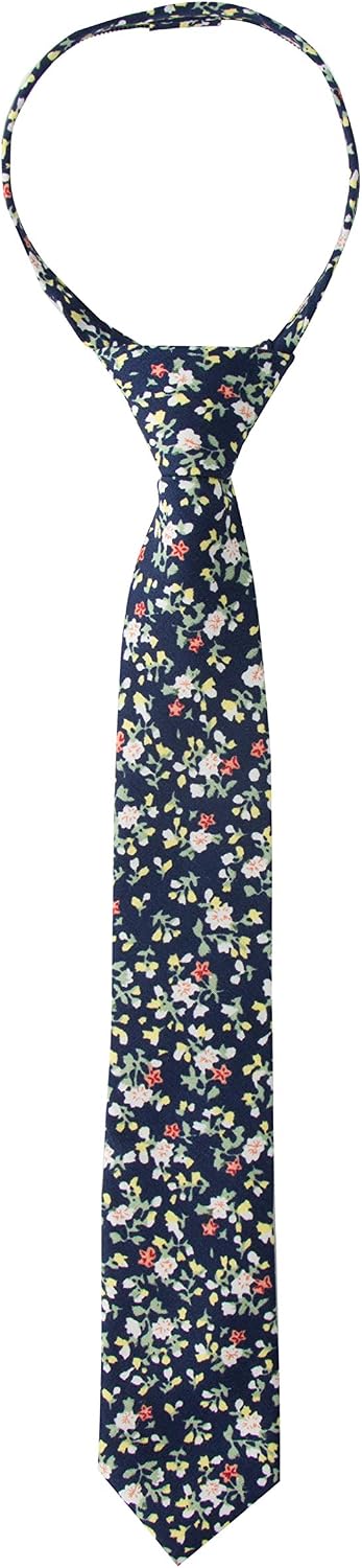 Spring Notion Boys' Cotton Floral Skinny Zipper Tie