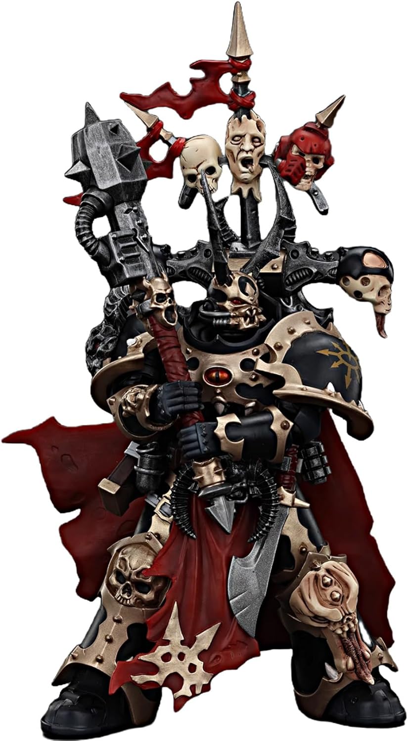 JOYTOY Warhammer 40K 1/18 Action Figures Chaos Space Marines Black Legion Chosen Champion with Bolter and Power Maul Collectible Model 4.9Inches