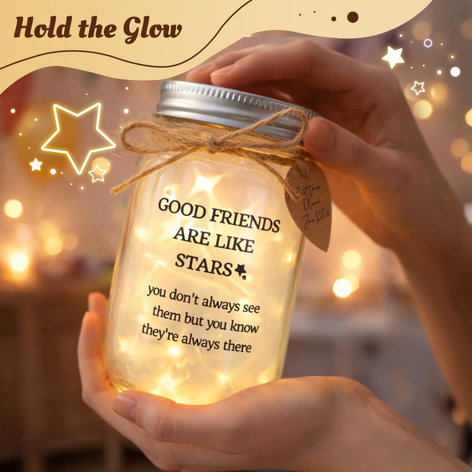 Friendship Gifts for Women, Unique Birthday Gifts for Women Friend, Best Friend Graduation Gift, Long Distance Friendship Keepsake, Sentimental Mason Star Jar for Bestie Soul Sister