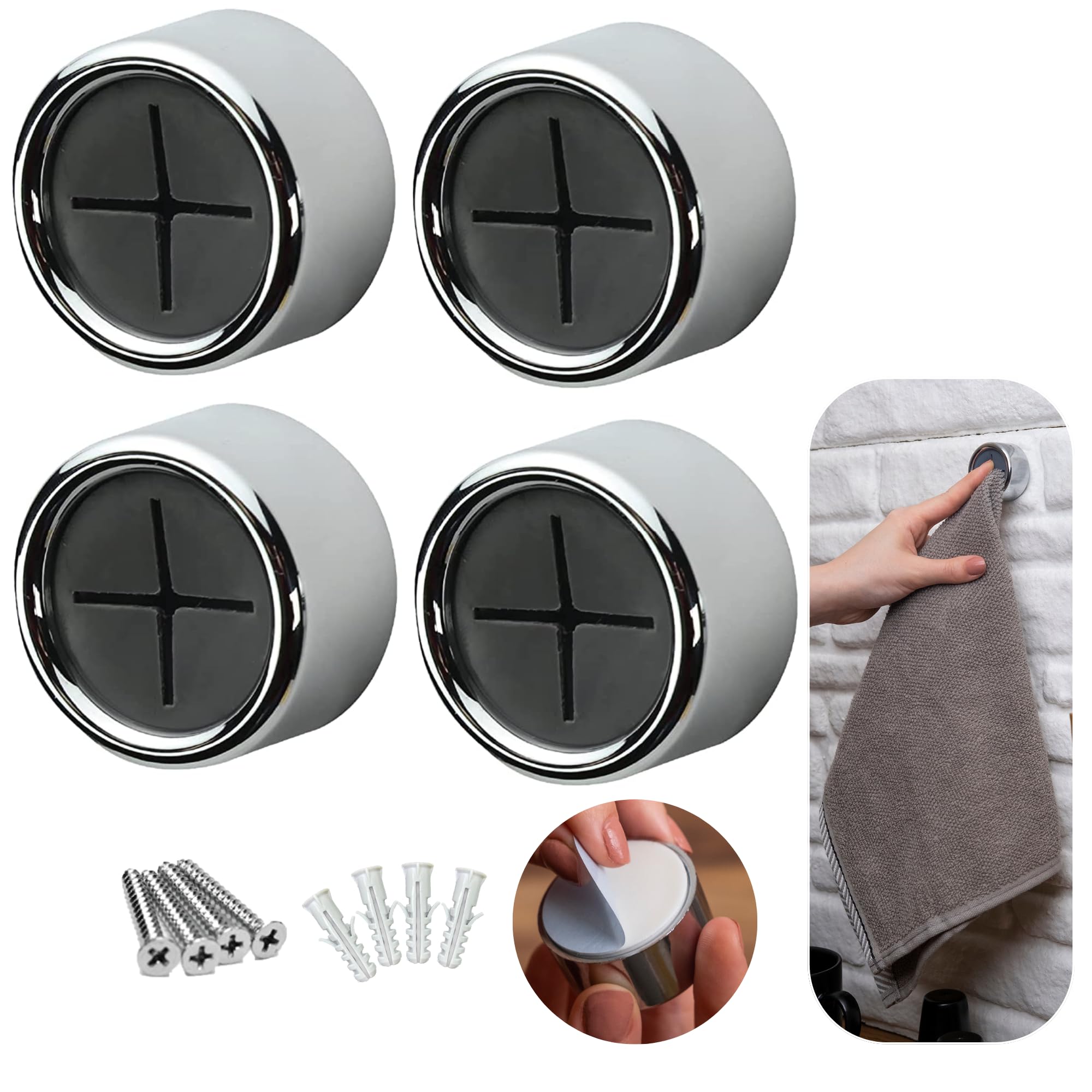 HEFA Chrome Kitchen Towel Holder - 4 Hooks -1 HEFA Chrome Kitchen Towel Holder - 4 Hooks -1