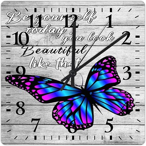 Miniatura 2 de Reloj de pared Be Yourself Today You Look Beautiful Like That de 15 pulgadas, de cuarzo, sin tictac, inspirador mariposa, frase motivacional,