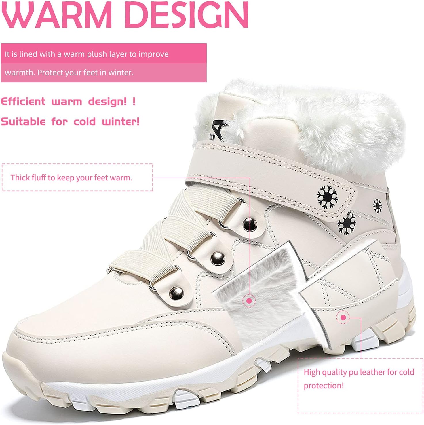 ASHION Womens Snow Boots Warm Fur Lined Winter Boots Comfortable Ankle Booties Outdoor Hiking Boots for Women - Image 4