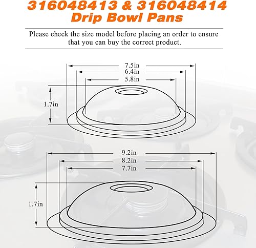Miniatura 5 de 316048413 316048414 Range Kit de bandeja de goteo de Blutoget, compatible con quemador eléctrico Frigidaire Ken-more con ranuras de bloqueo, incluye