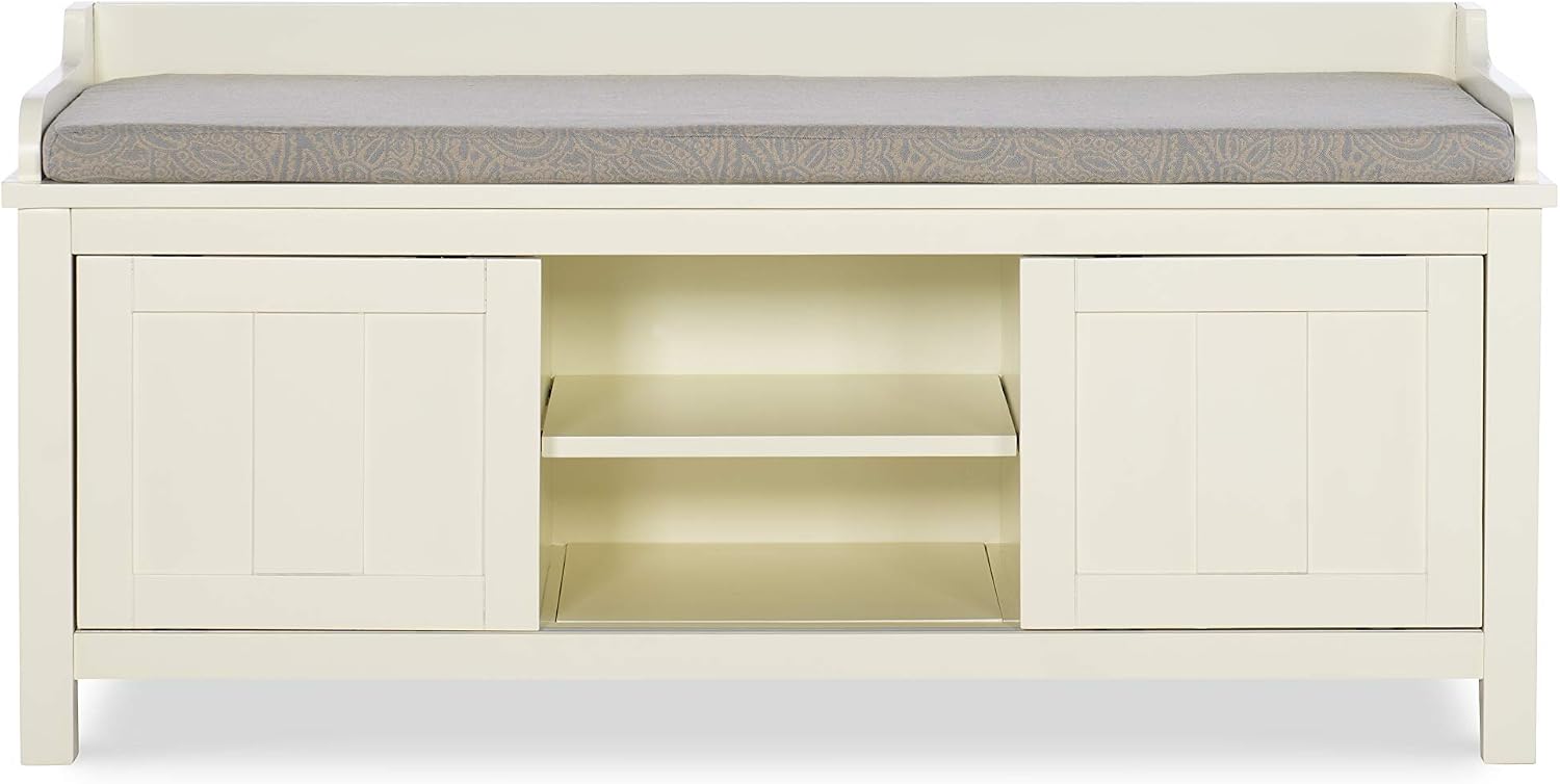 Linon Micah White Storage Bench