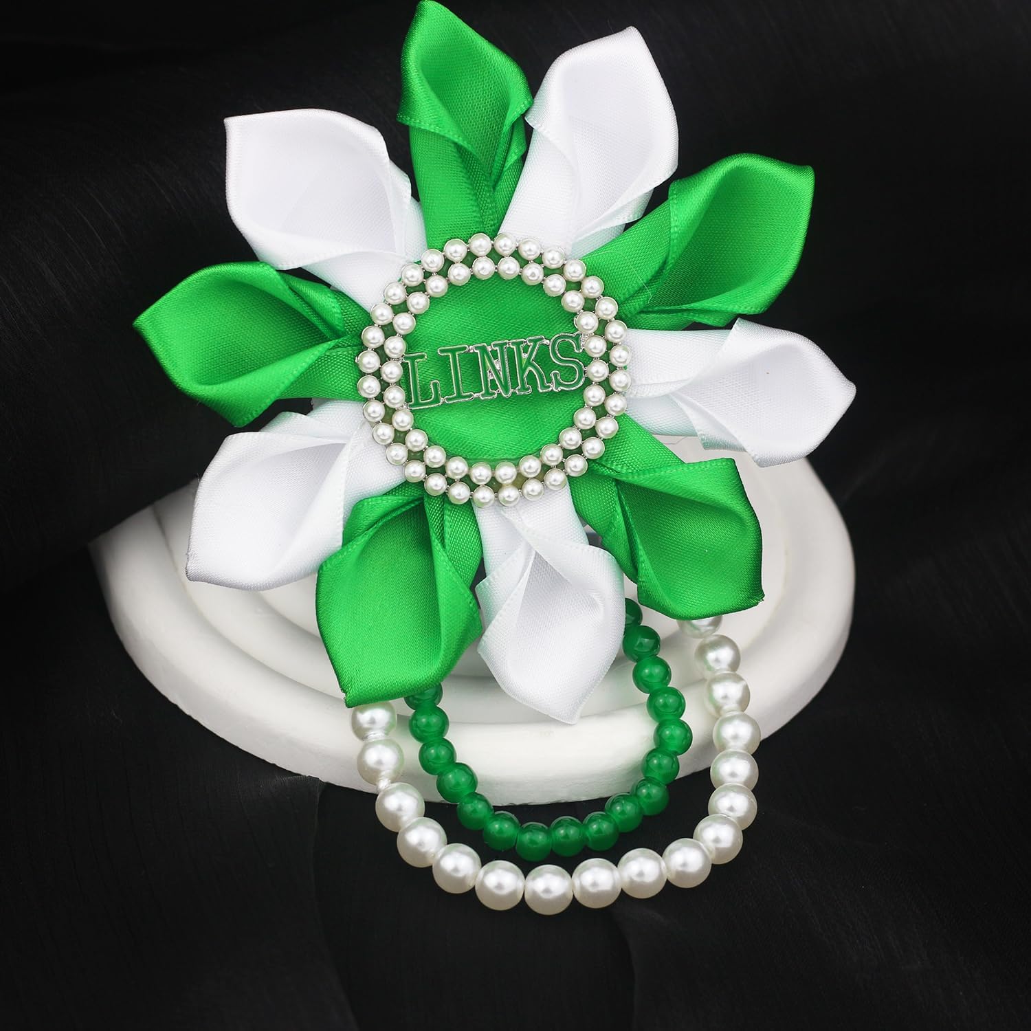 Sorority Brooch Pin for Women Greek Sorority Paraphernalia Gift Links Pearl Flower Crosage 4.7" Sisterhood Jewelry for Clothing (Links Flower Pin) - Image 5