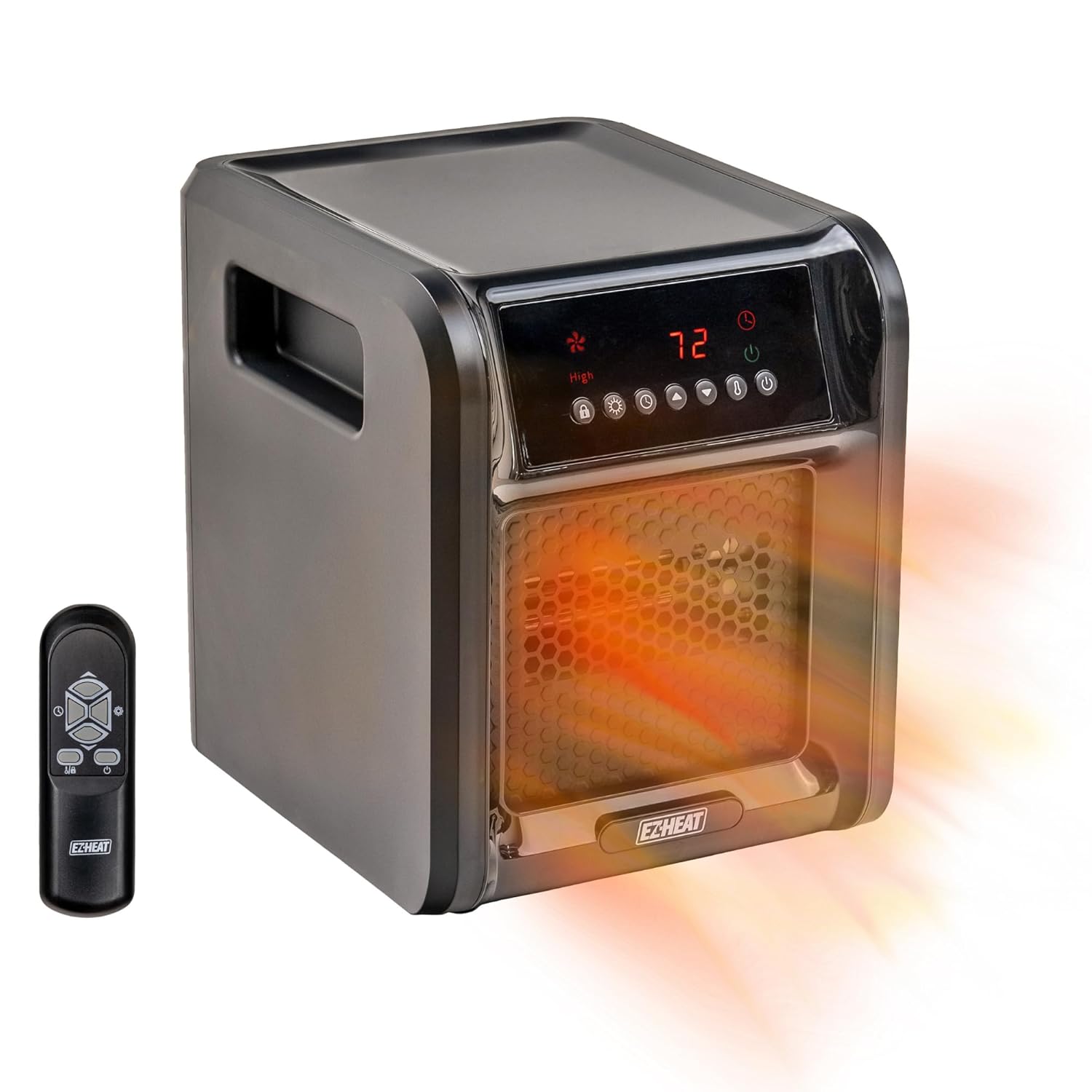 EZ-HEAT Digital 6-Element Quartz Infrared Cabinet Space Heater with Remote 12-Hour Timer Digital Display Overheat Protection Tip-Over Switch
