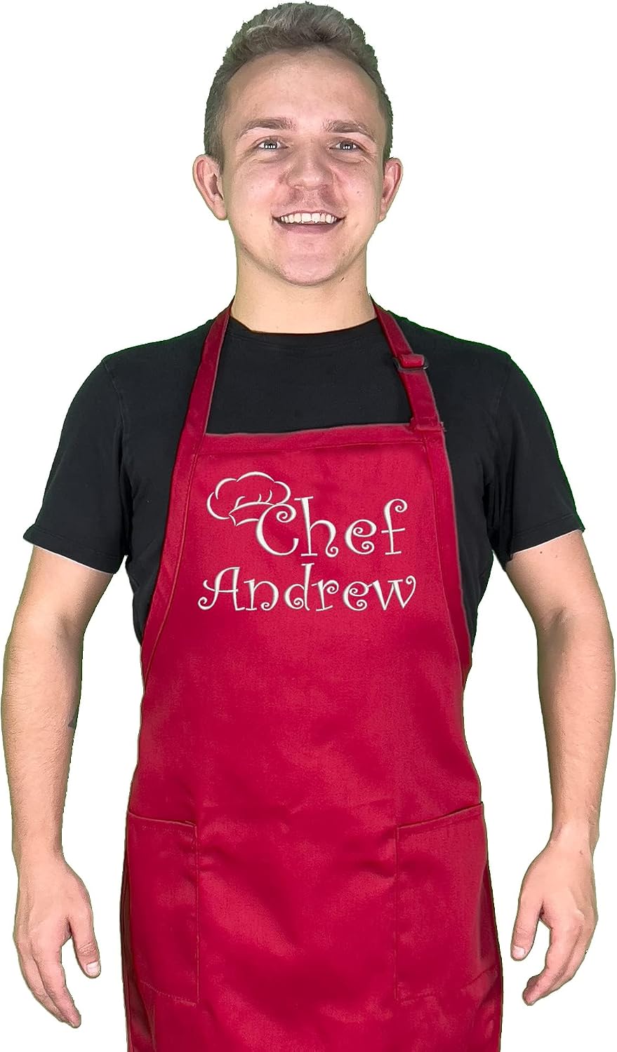 Personalized Apron With Name. Custom Embroiderd Apron for Men and Women - 6 apron colors available - Chef, Cooking, Grilling, or Baking