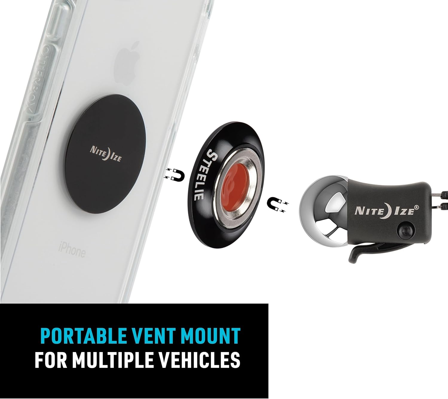 Nite Ize Steelie Vent Kit - Magnetic Cell Phone Holder for Car Vents - Phone Mount - Orbiter