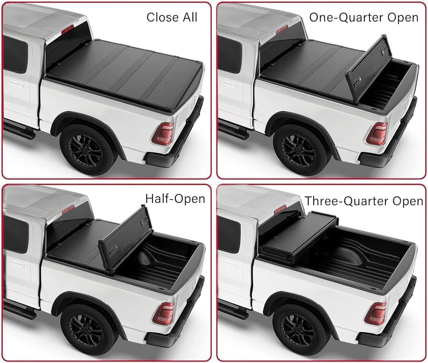 Hard Quad-Fold Truck Bed Tonneau Cover for 1997-2003 Ford F-150 and 2004 F-150 Heritage 6.5FT (78.8") Styleside/Fleetside (Not for Flareside/Stepside) Bed