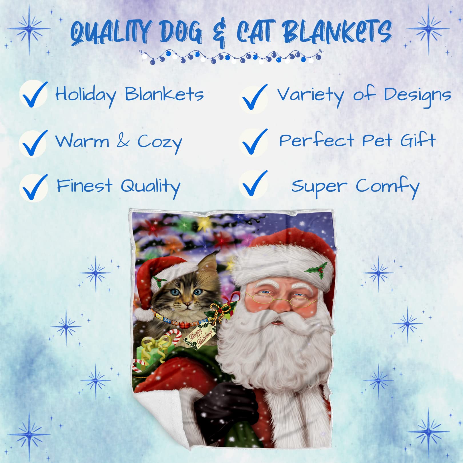 Doggie of the Day Maine Coon Cat Blanket - Christmas Santa Carrying Presents - Super Soft & Warm Pet Theme for Sofa or Bed, Warm Fleece, Sherpa or Woven Material, BLNKT160579 (60x80 Fleece)