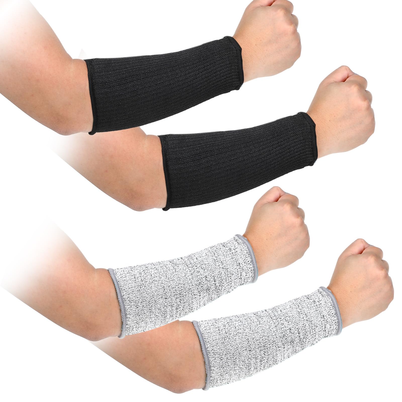 KALIONE 2 Pairs Cut Resistant Sleeve Arm Protection, Arm Sleeves For Women Arm Sleeves For Men Protective Sleeves For Arms Arm Protection Sleeves For Thin Skin Gardening Sleeves (Black, Gray)