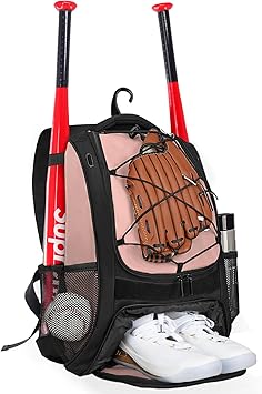Goloni Baseball Bag,Backpack for Baseball, T-Ball & Softball Equipment & Gear,Softball Bag with Shoe Compartment,Fence Hook