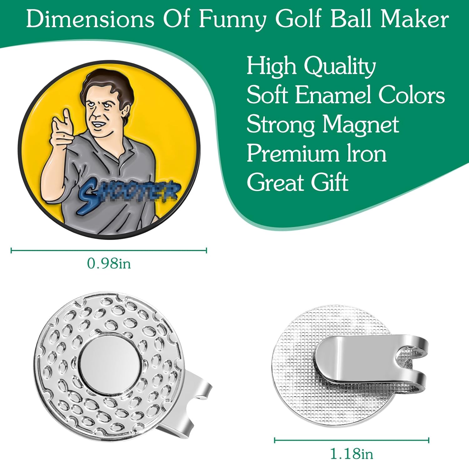 Funny Magnetic Ball Markers Clips, Humorous Enamel Golf Ball Markers for Putting Green, Happy Magnetic Golf Hat Clip with Golf Ball Marker for Golf Lovers Gifts - Image 2