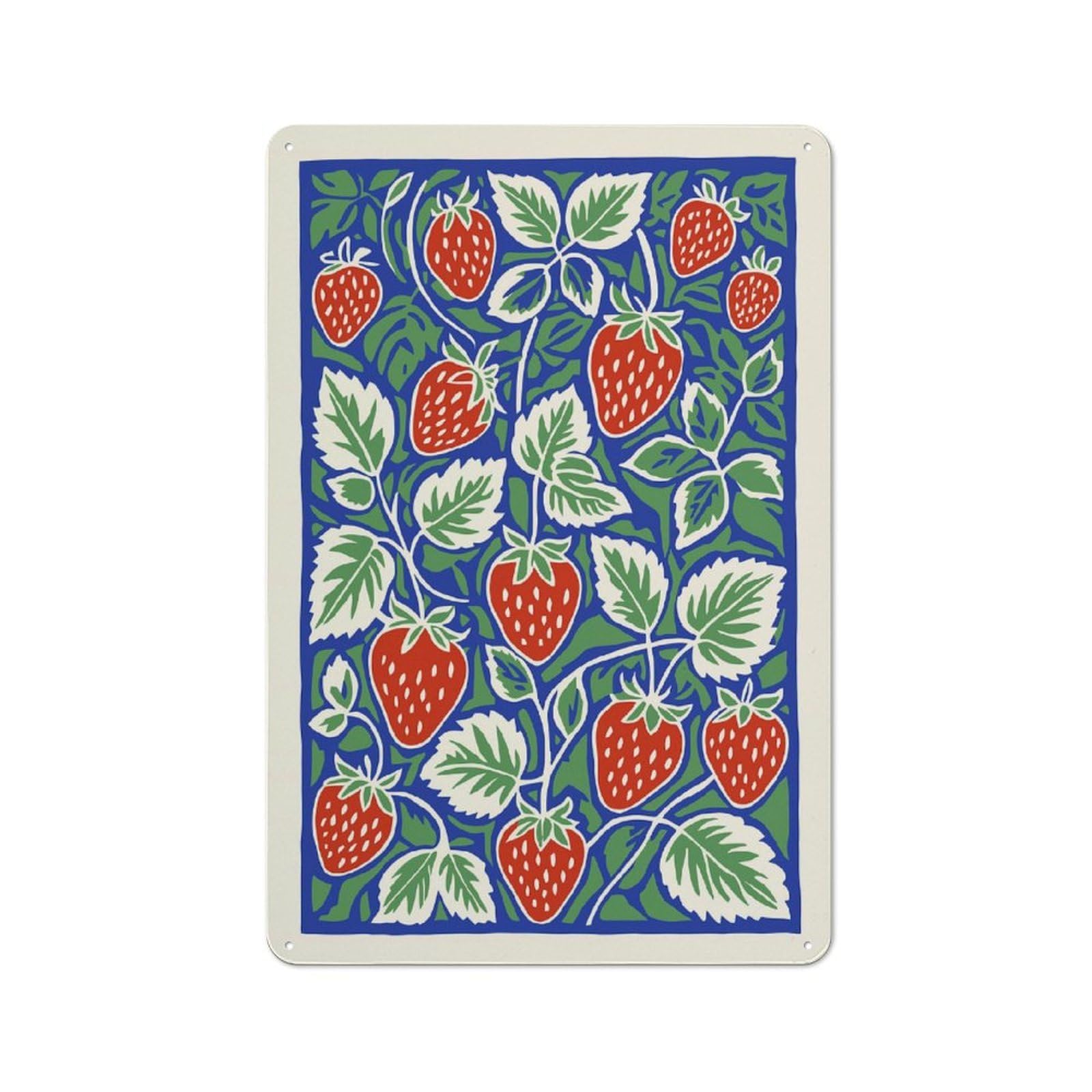 Junmoney Style-22 Retro Strawberry Pattern Retro Tin Wall Plaque 30X20cm For Hobby Room Or Studio, For Garage, Workshop And Man Cave Decoration