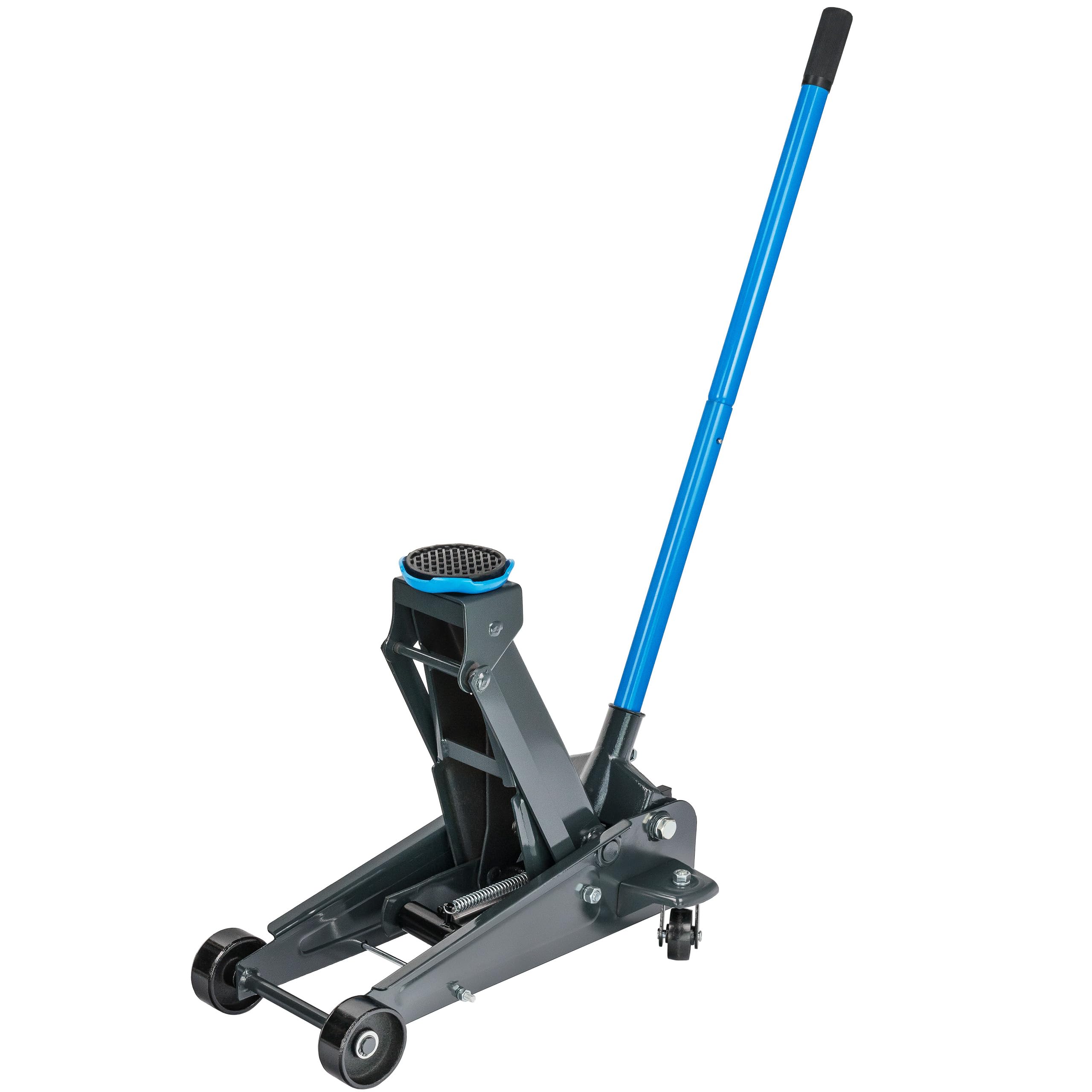 STIX HELN-05 Hydraulischer Wagenheber 3T - Robuste Ausführung, Hubbereich 130-480 mm, Teilbarer Hebel 94 cm, Metallräder, Solider Heber für Garage und Werkstatt