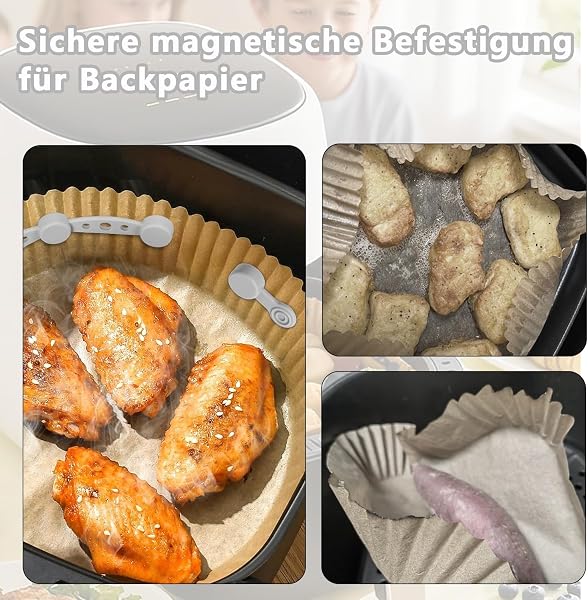 12Pcs Hebilla de Silicona Magnética Imanes Para Freidoras de Aire Resistente a Altas Temperaturas y Reutilizable Hebillas Magnéticas Accesorios para Airfryer para Sujetar Papel de Pergamino (gris) - 4