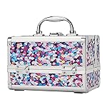 FRENESSA Makeup Train Case Makeup Box Organizer Portable Cosmetic Travel Case Makeup Case with Mirror Locking Make Up Cases Organizers and Storage for Nail Supplies Hard Cosmetic Box Purple