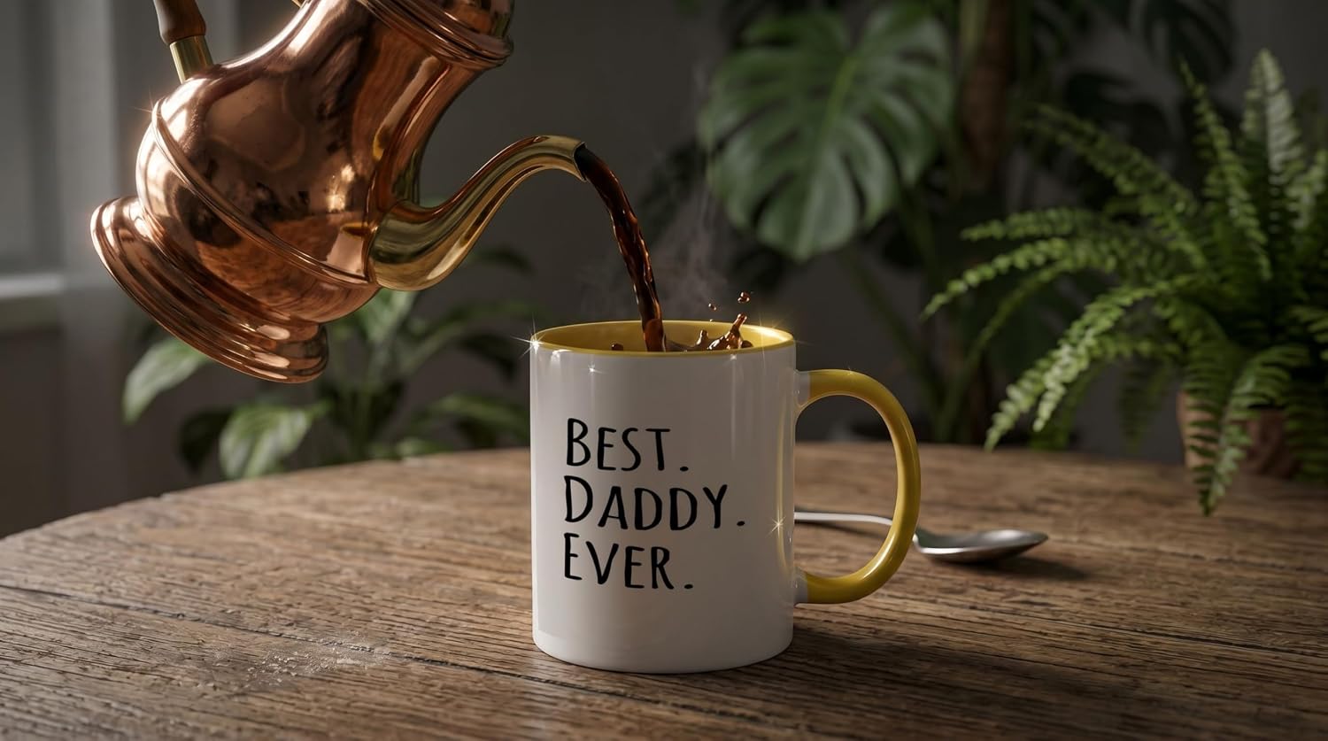 3dRose Best Daddy Ever - Gifts for fathers - dads 11oz Two-Tone Yellow Mug image 3