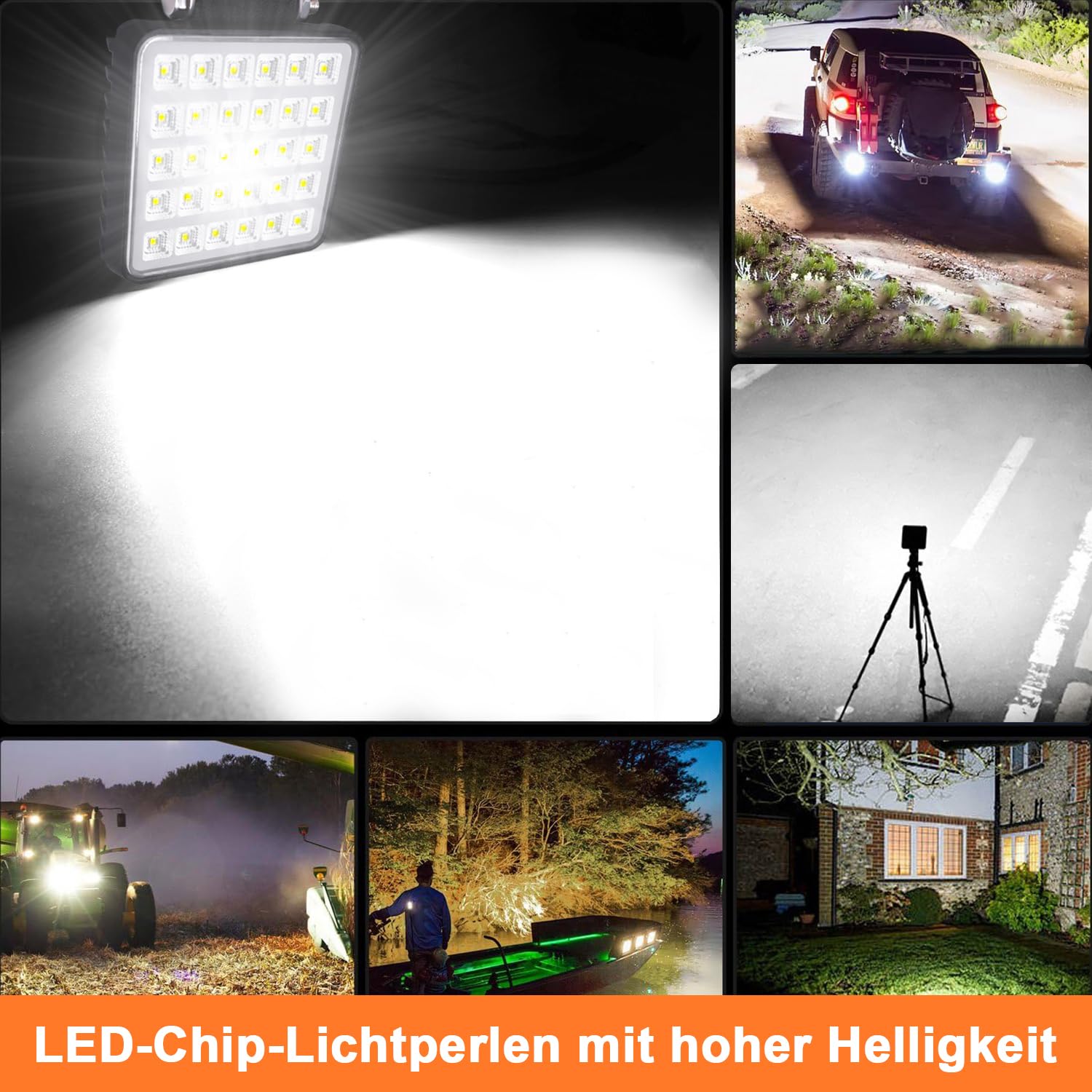 AnTom Reflektor roboczy LED przeciwzakłóceniowy 5500LM 12/24/48V Niezależny przełącznik obrotowy uchwyt montażowy do koparek, traktorów, ciągników, wózków widłowych, ATV, ciężarówek,...