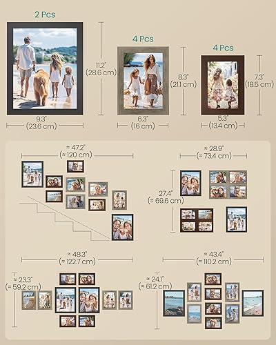 Vista 43 de SONGMICS - Paquete 10 marcos de fotos de collage con 2 marcos de fotos de 8 x 10 pulgadas, 4 de 5 x 7 pulgadas, 4 de 4 x 6 pulgadas, pared o mesa