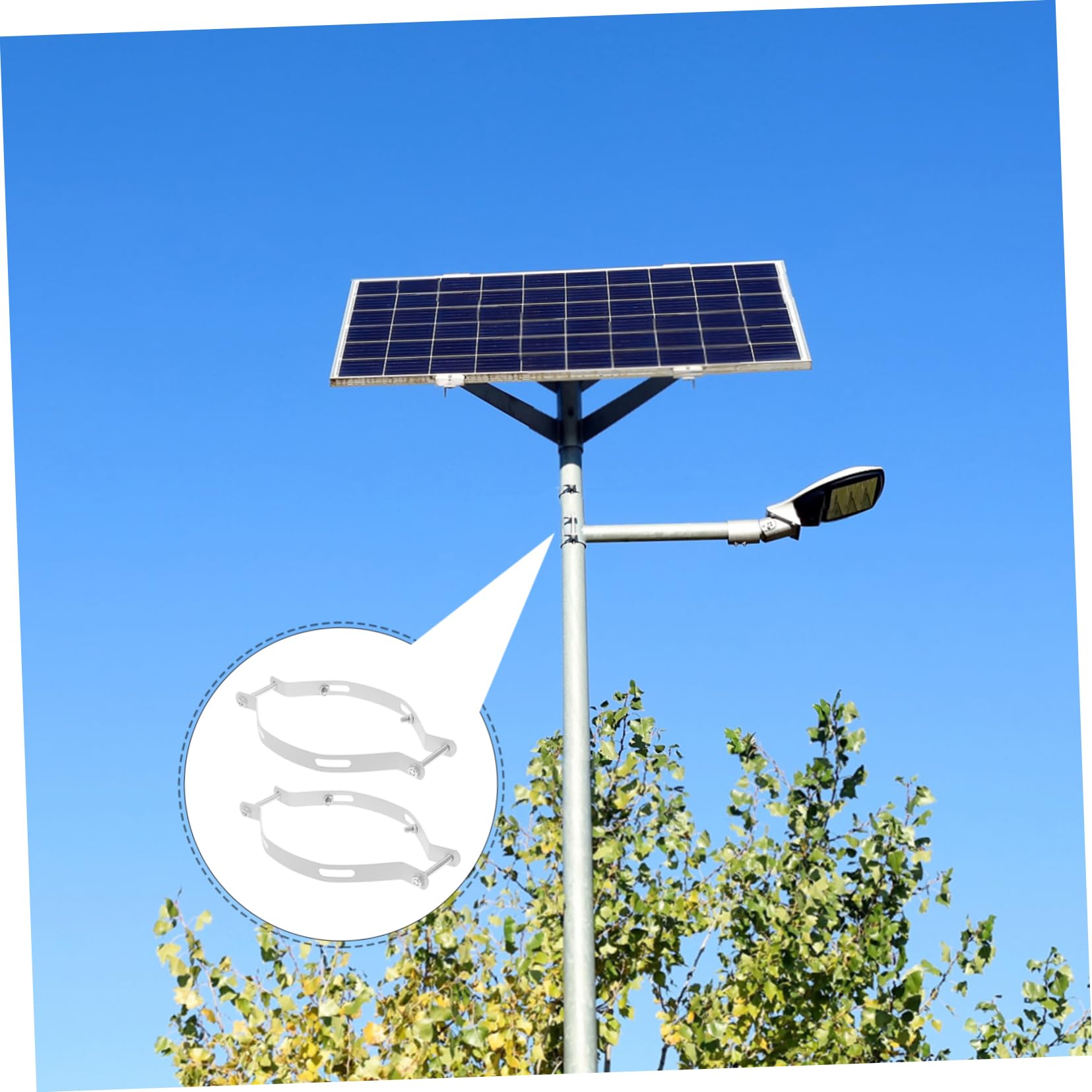 NULYLU Metal Hoops Solar Light Pole Mounting Bracket Easy Install Kit for Outdoor Lighting