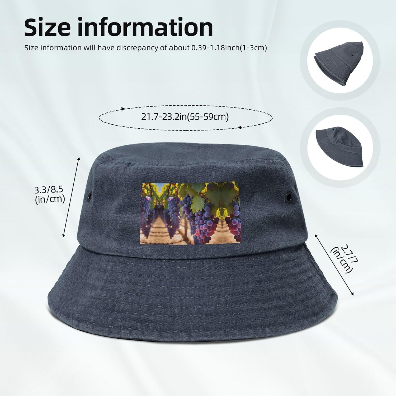Desert Grapes Printed Cowboy Fisherman hat, Suitable for Outdoor Fishing Beach Party Fisherman hat Hip-hop hat,