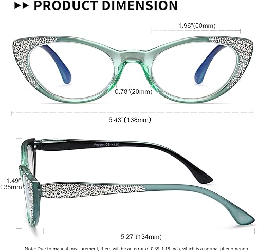 Miniatura 3 de EYEURL Gafas de lectura de ojo de gato para mujer, bloqueo de luz azul, paquete de 3 unidades, para lectura de computadora con bisagra de resorte,