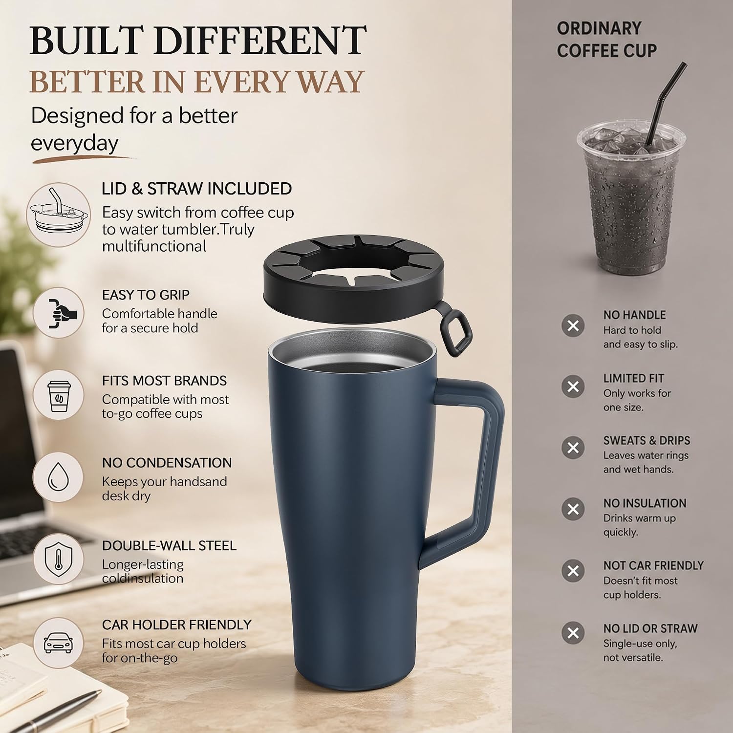 Insulated Universal Coffee Cup Sleeve,Fits S/M/L Disposable Iced Coffee Cup image 5