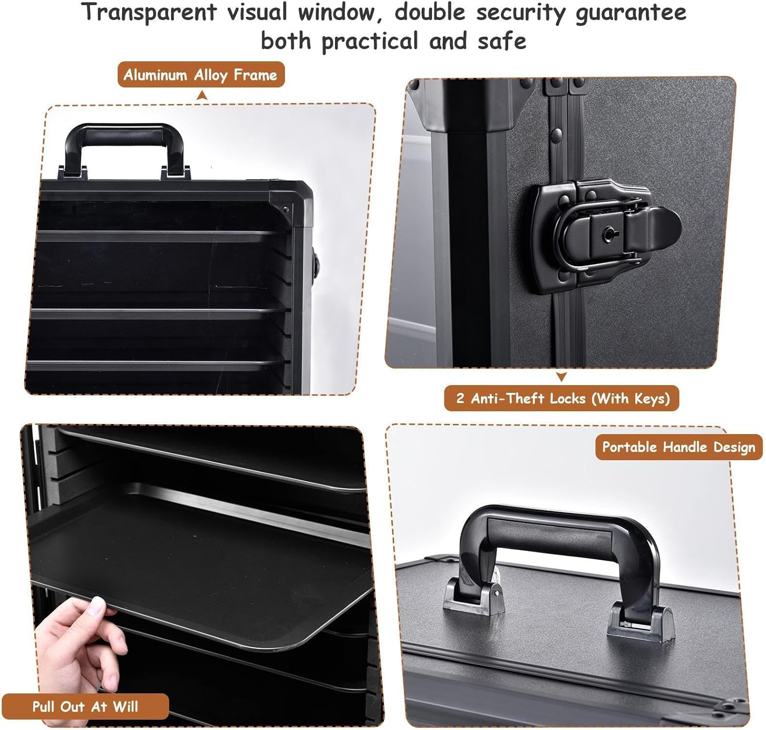 Aluminum Miniature Storage Case for Collectibles & Figurines, 5 Tray Transport Case with 2 Locks, Ideal Gift for Men, Organize & Display Valuables Easily
