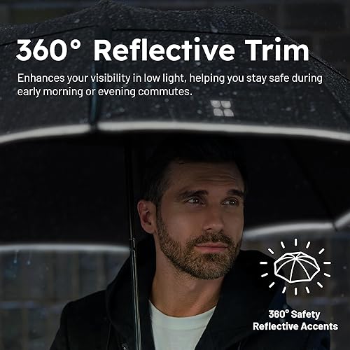 Miniatura 5 de Weatherman Paraguas de viaje plegable de alta calidad, resistente al viento, compacto, fácil de abrir automáticamente, resiste vientos de hasta 55