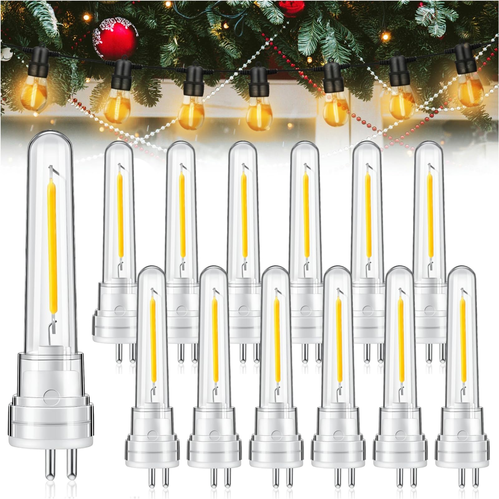 Rossesay 12 Pcs S14 Bulbs for Outdoor String Lights 1.5 W LED