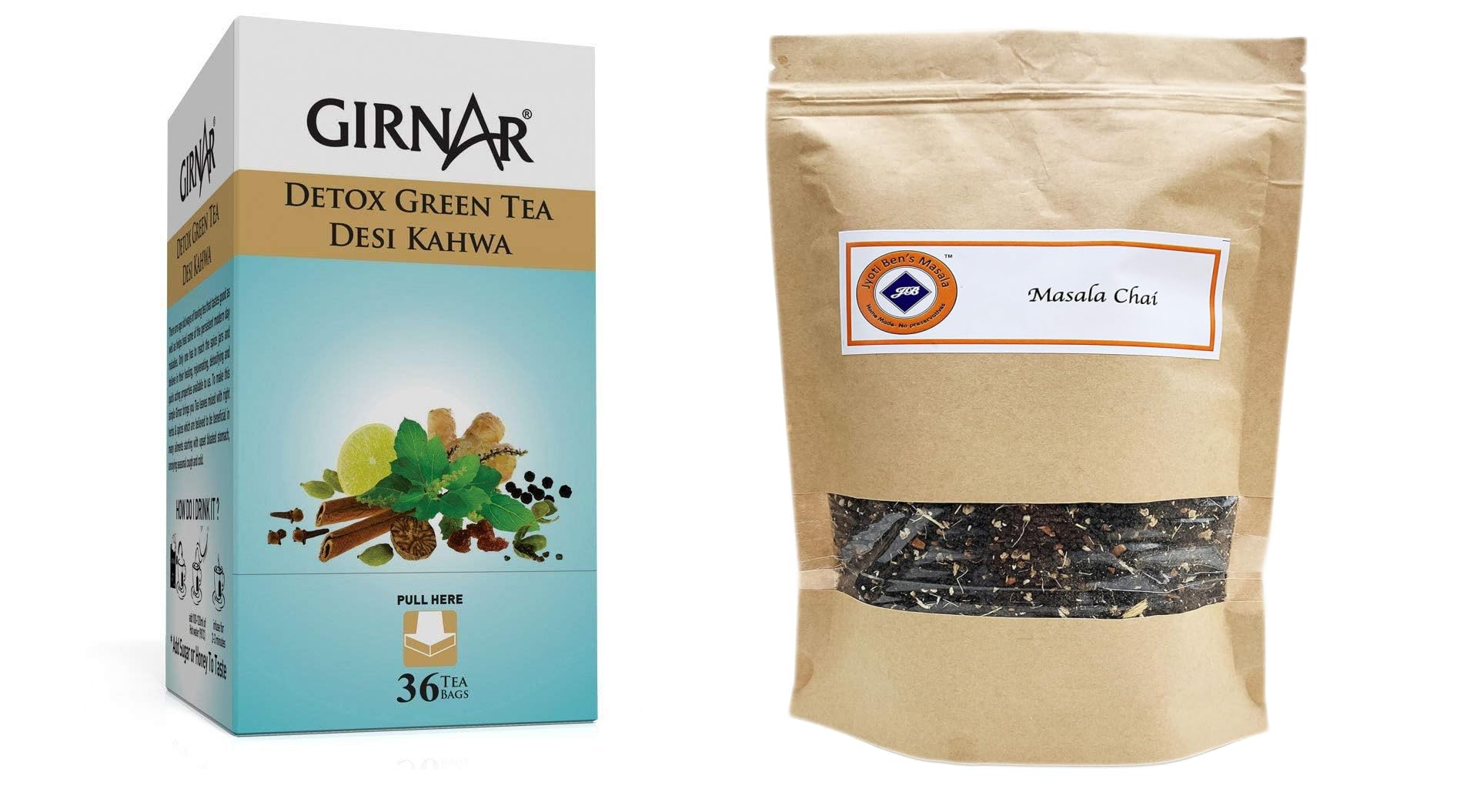 Girnar Detox Green Tea (36 Tea Bags) + Jyoti Bens Masala Chai 250 gm I Immunity Booster, Helps in cold and cough I DIWALI COMBO (B0CWDD513B) Amazon Price History, Amazon Price Tracker