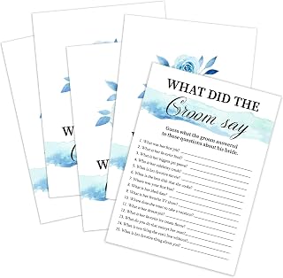 Blue Floral Shower Decorations,What Did The Groom Say Bridal Shower Game,Love Is In Bloom Bridal Shower,Bridal Shower Gift Ideas,Cute Shower Games,Bachelorette Games for Parties,30 Game Card Sets,N5