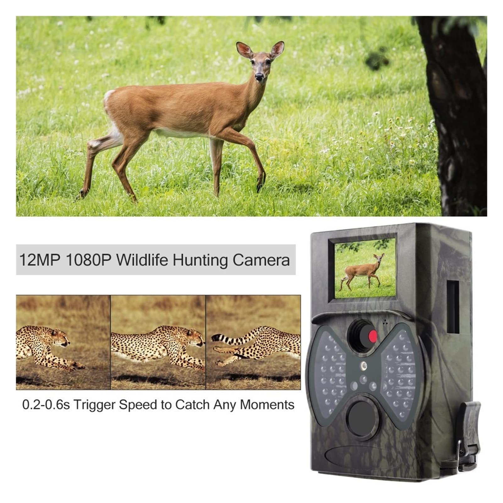 Pannello Solare Trail Camera Solar Panel, Scout Guard Trail Cameras HC300M HC300A Solar Panel Charger External Power for Time Lapse WildCamera Chasse Video Camera(Solar Panel)