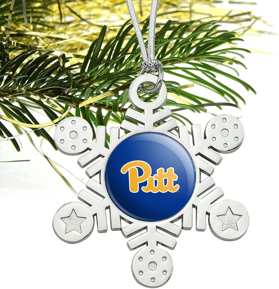 GRAPHICS & MORE University of Pittsburgh Primary Logo Metal Snowflake Christmas Tree Holiday Ornament - Image 2