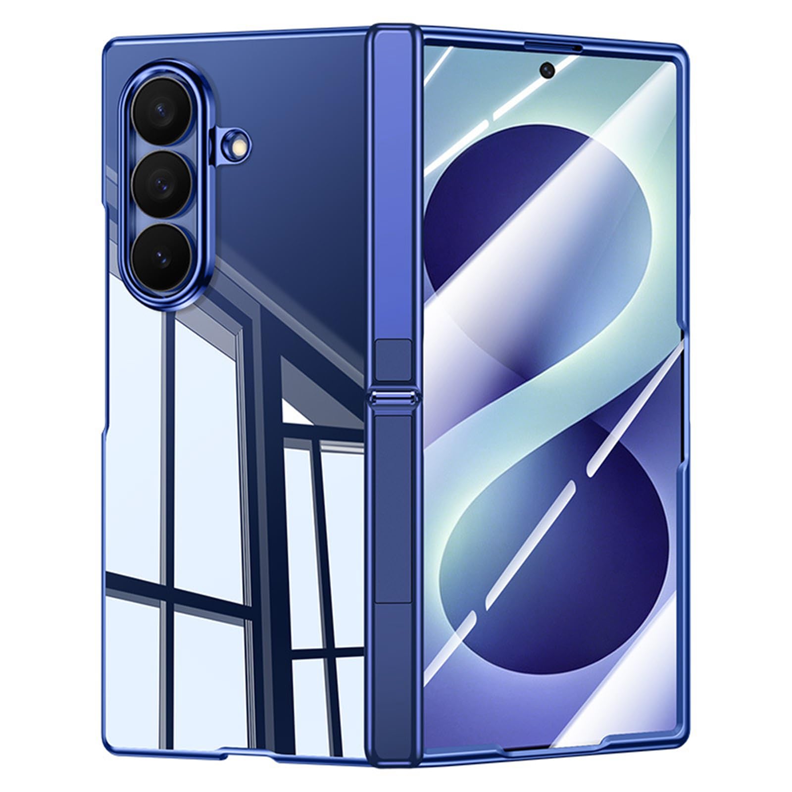 MFAOSHI Slim Case for Samsung Galaxy Z Fold 8 Ultra, Luxury Electroplated Clear Kickstand Case with Screen Hinge Protection Cover
