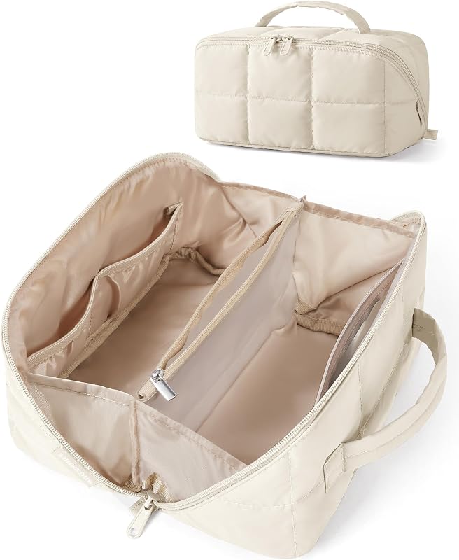 Necessaire de maquiagem BAGSMART com abertura plana, poliéster resistente à água