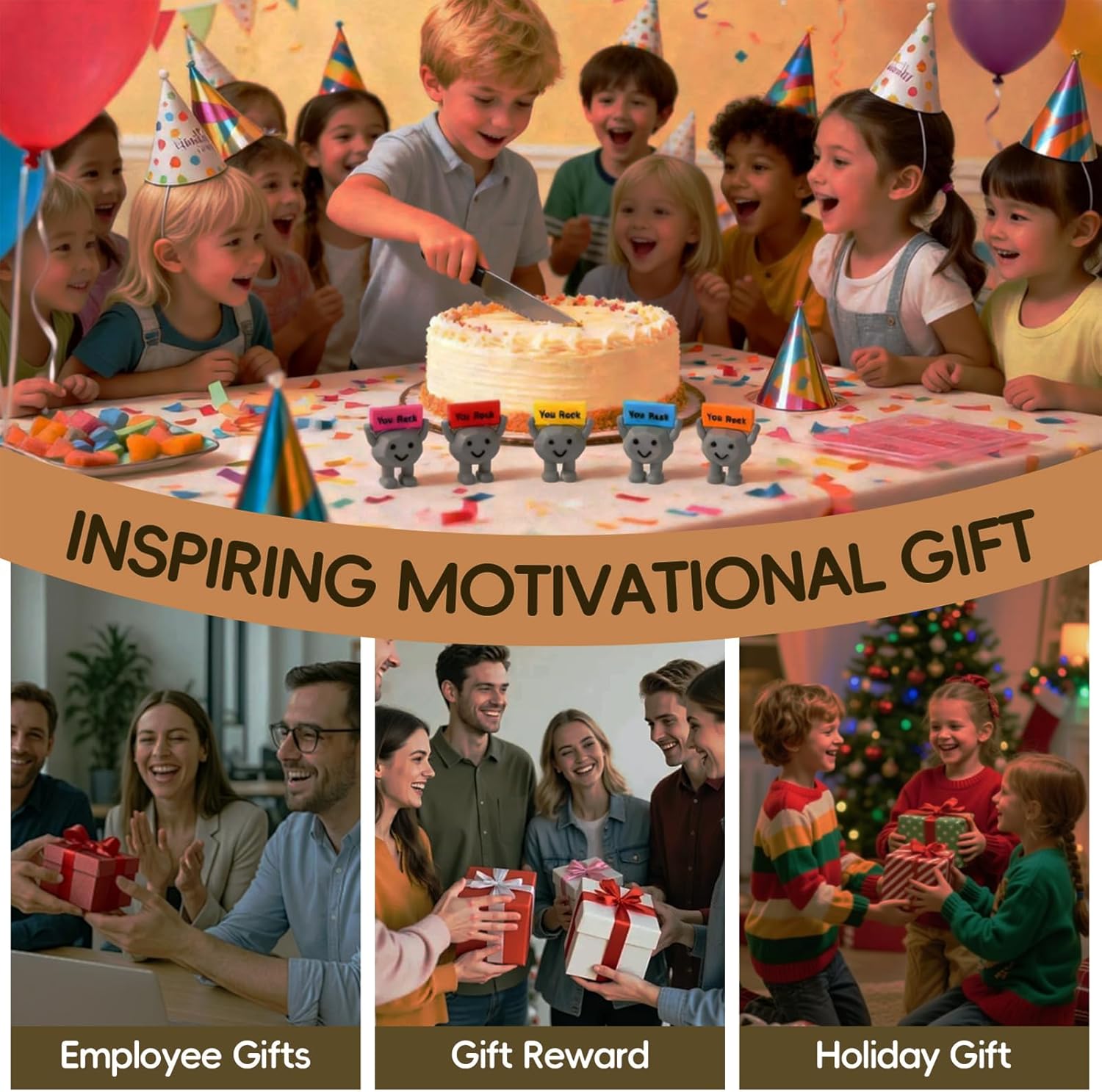 You Rock Gifts Bulk 50pcs - Motivational You Rock Mini Figures for Coworkers, Employee Appreciation & Recognition, Heartwarming Desk Decor, Positive Affirmation Office Toy Set