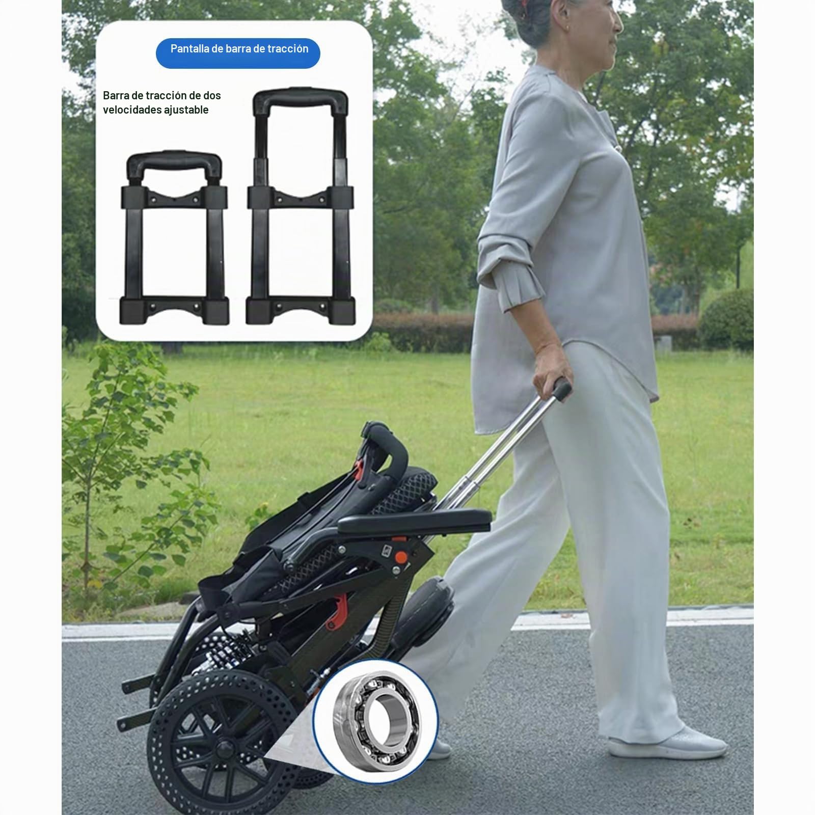 UYSELA Silla de Ruedas Plegable Ligera, el Hogar y Los Viajes Sillas Ruedas Extra Estrechas, Ligera y Compacta, Ancho Asiento 41.5 Cm, Soporta 100 Kg