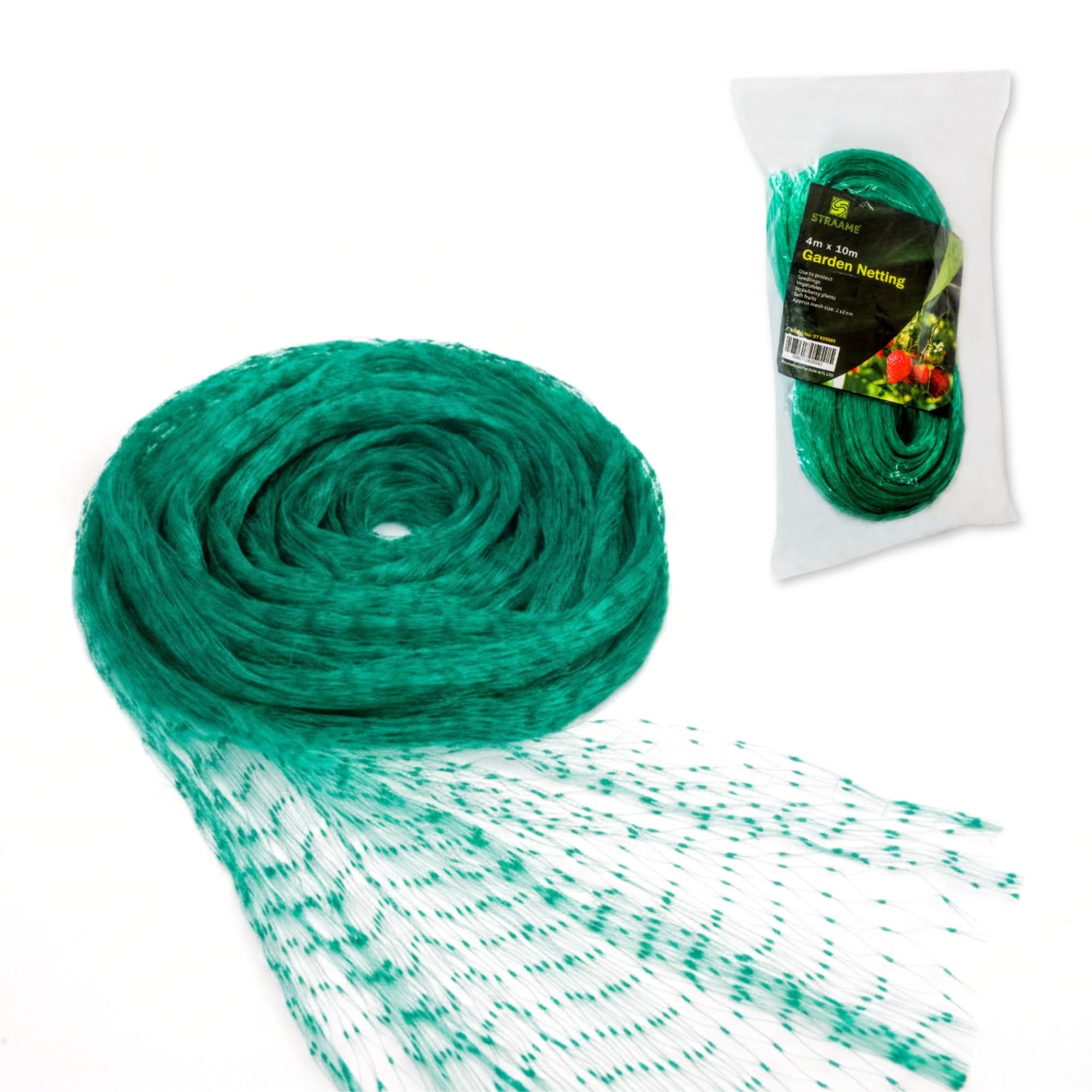 Straame Garden Netting 4m x 10m, Green Nylon Fine Garden Mesh, Gardening Anti Bird Netting for Vegetable Patch & Raised Beds, Allotment & Pond Net Cover, Plant Protection, Cat Deterrent, UV Resistant