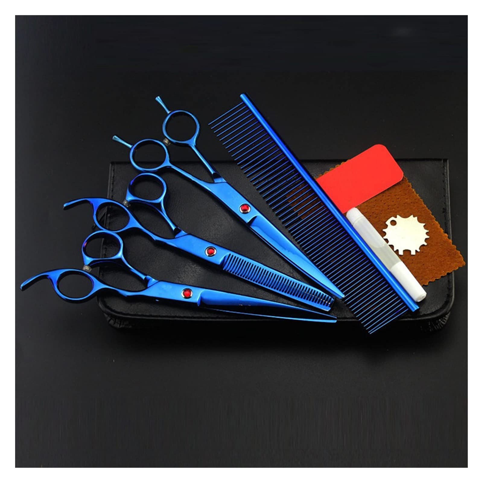 Forbici professionali per animali domestici, forbici per toelettatura cani, forbici per sfoltire i capelli, forbici per capelli, set di forbici da barbiere (colore: set con borsa)