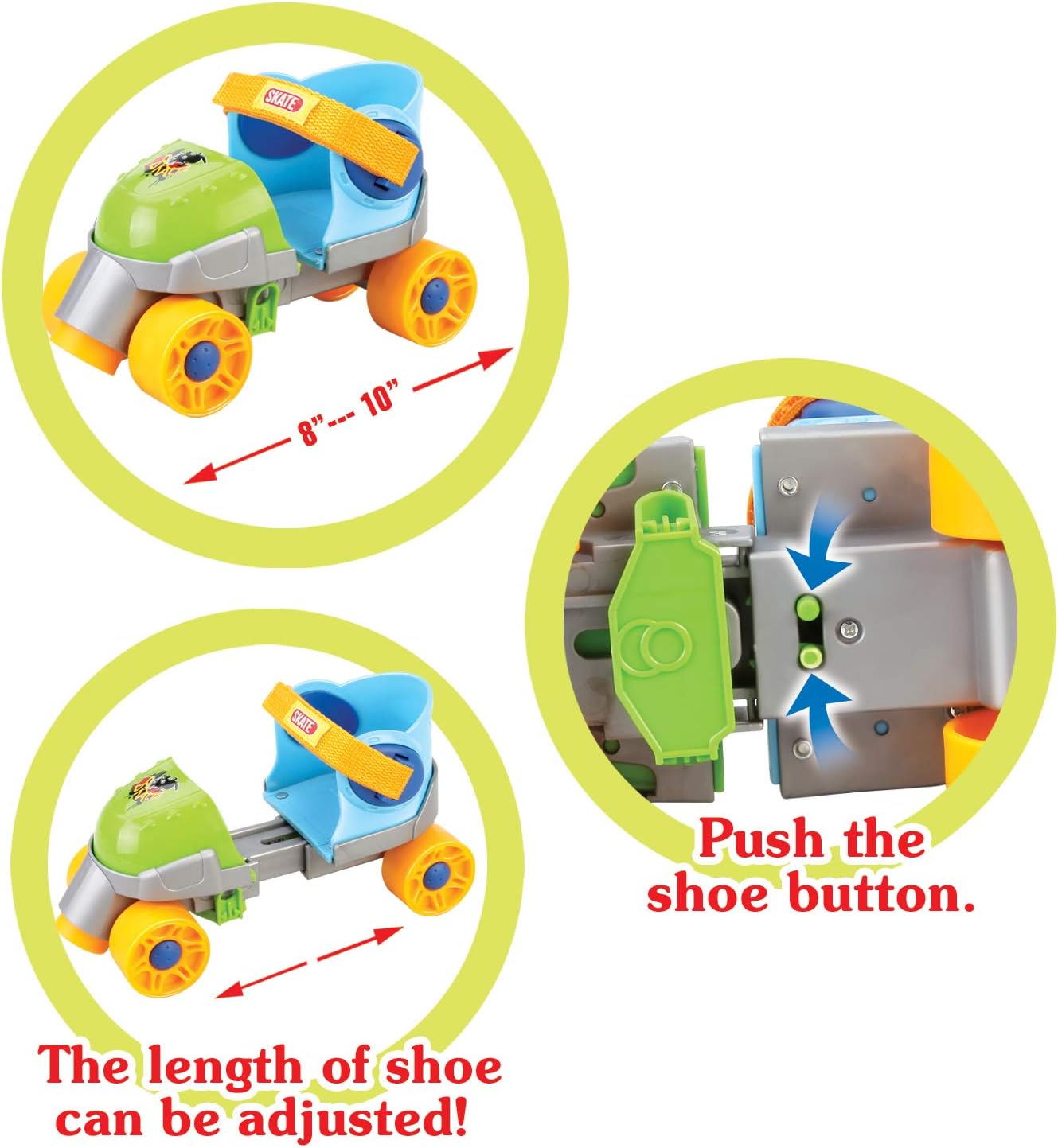 Liberty Imports Grow-with-Me Easy Training Adjustable Inline Rollerskates (Green) : Sports & Outdoors