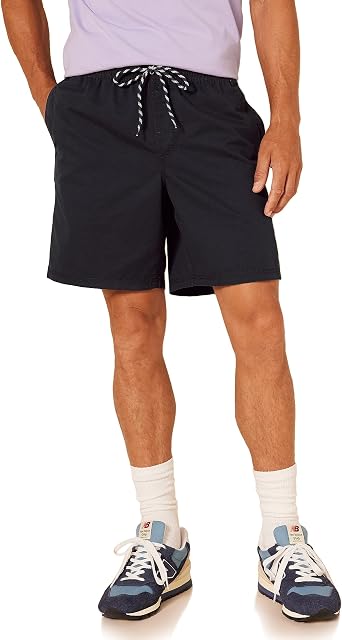 Amazon Essentials Men's 8 Inseam Relaxed-Fit Cotton Drawstring Pull-On Walk Shorts, Summer-Weight