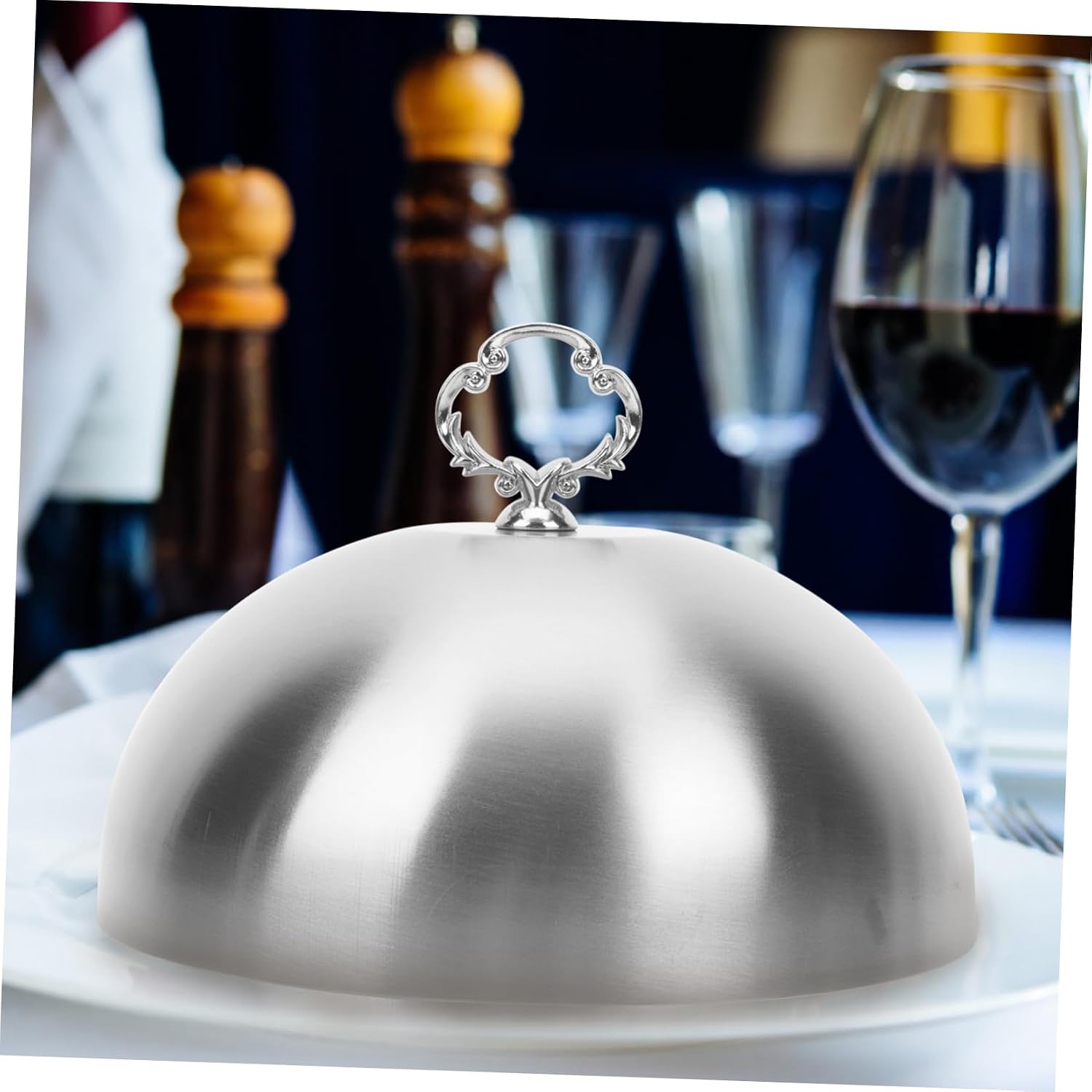 Round Stainless Steel Food Dome Cover with Handle Dust-Proof Lid for Protecting Dishes Cakes and Desserts - Ideal for Home and Restaurant Use image 3
