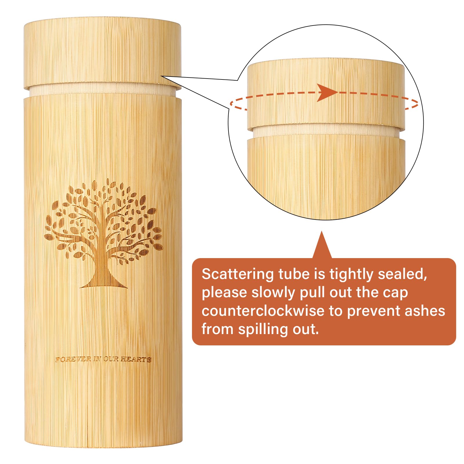 HOOMTREE Scattering Tubes for Human Ashes Made of Bamboo,Large Scattering Urns for Human Ashes Adult with Tree of Life Pattern,Biodegradable Cremation Urn for Women Male Pet,3.5 * 9 Inches,1 Piece - Image 4