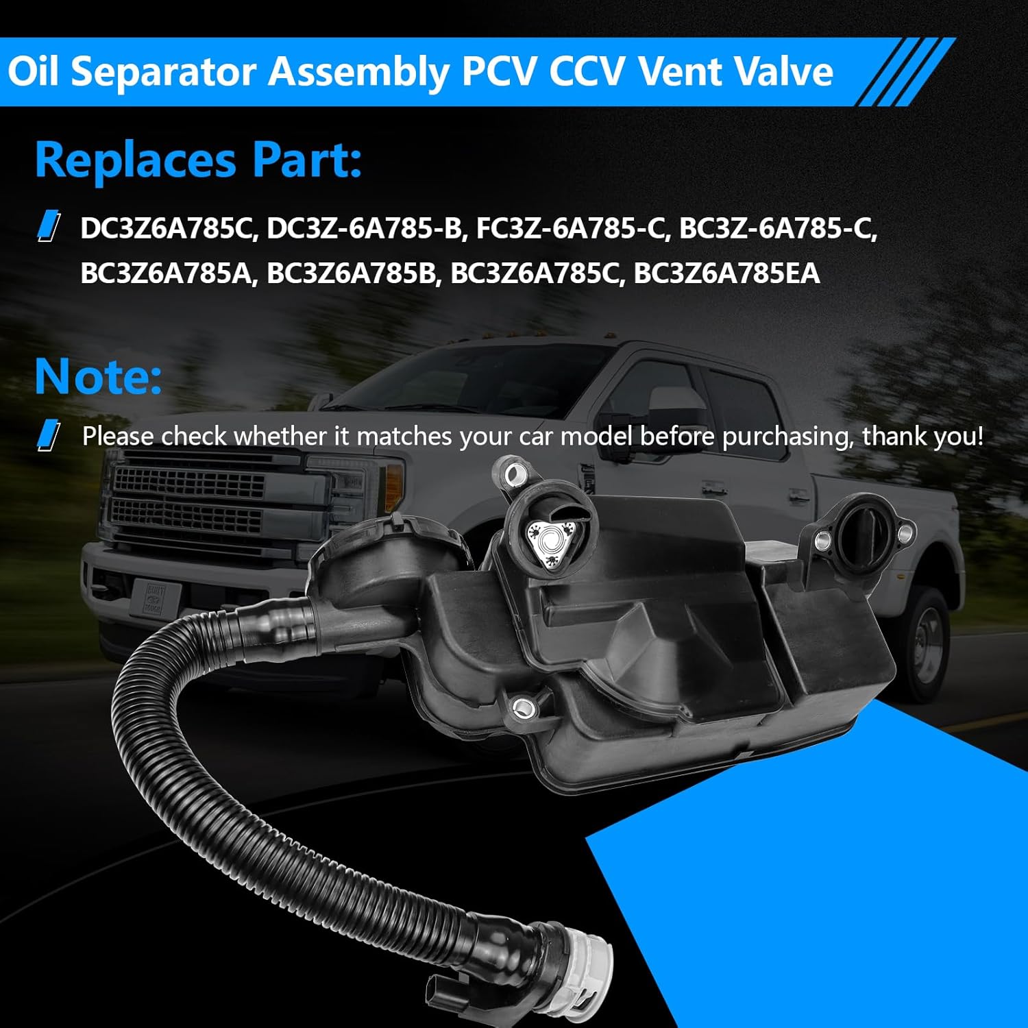 Oil Separator Assembly PCV CCV Vent Valve Compatible with Ford 6.7L V8 Powerstroke Diesel Engine 2011 2012 2013 2014 2015 2016 F250 F350 F450 F550 Super Duty | Replaces DC3Z6A785C
