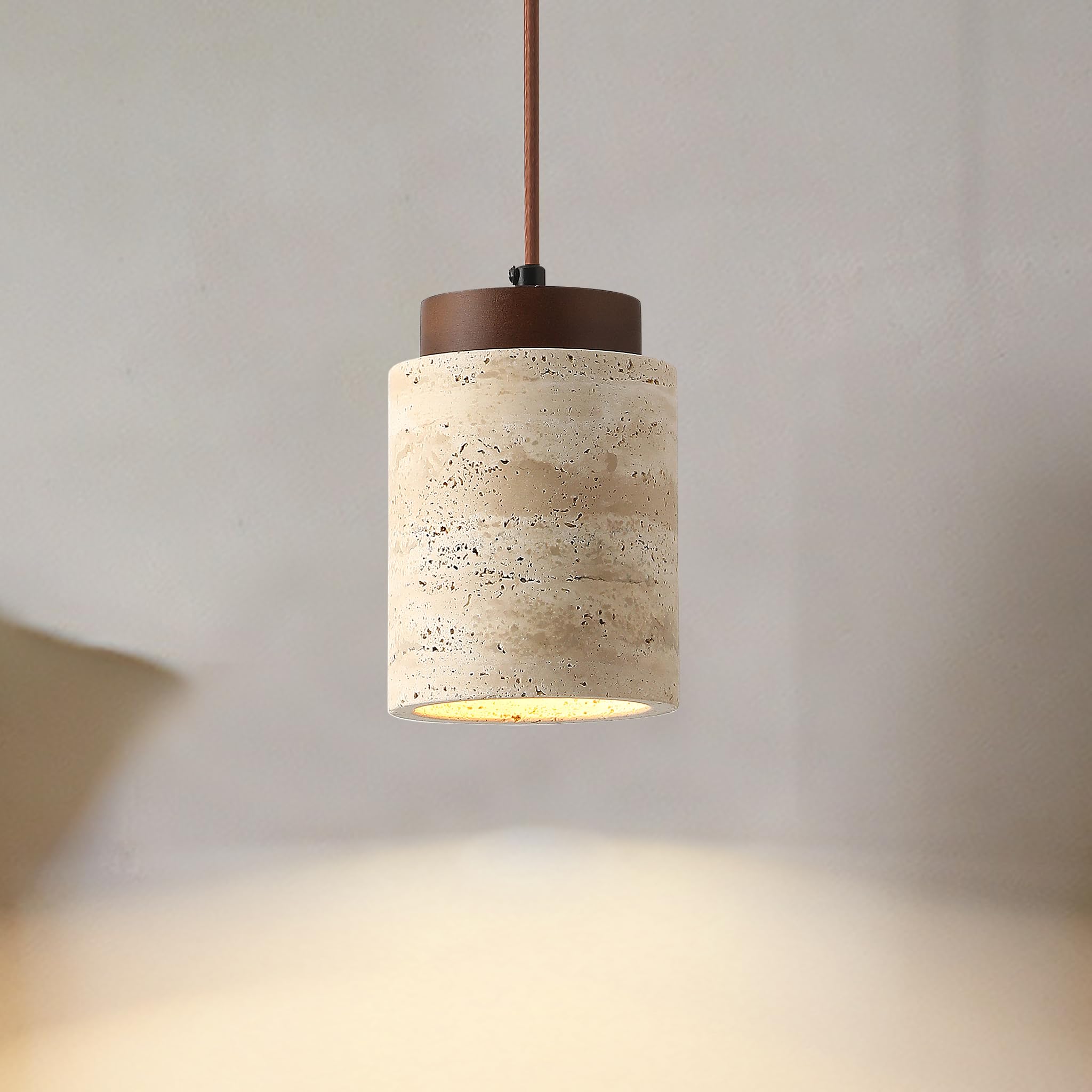 7W Natürliche Travertin Hängeleuchte Wabi Sabi Stil Deckenlampe Deko Hängelampe Höhenverstellbar Lampen Moderne Pendelleuchte Küchenlampe für Schlafzimmer Esszimmer Wohnzimmer Küche Diele